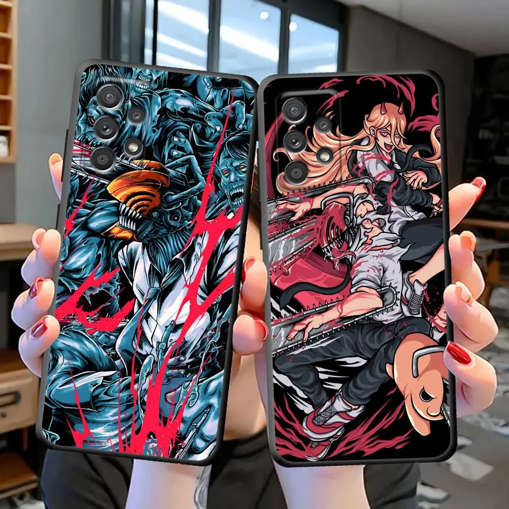 

ChainSaw Man Anime Galaxy S23 Ultra Case For Samsung S23 S22 S21 S20 Ultra Cases FE S10 S10E LITE S9 Plus 5G Cqoue Black Cover