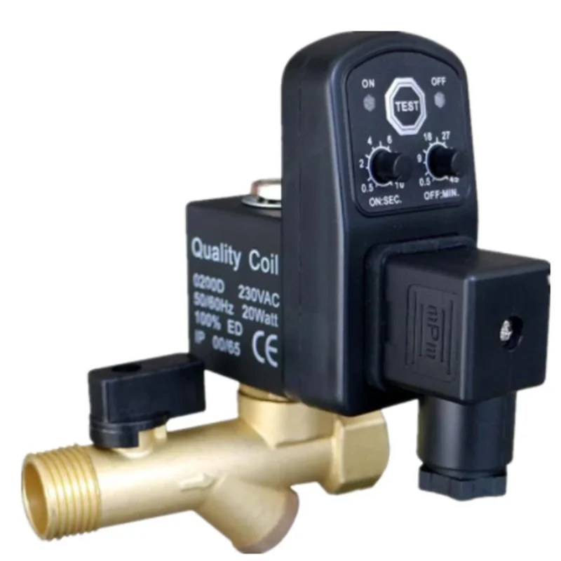 220V 1/2" Automatic Timer Compressor Condensate Drain Timer Solenoid Valve