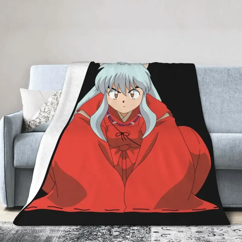 

Inuyasha Cute Dog Blankets Warm Flannel Sesshoumaru Higurashi Kagome Anime Cartoon Throw Blanket for Bedding Couch Bedspread