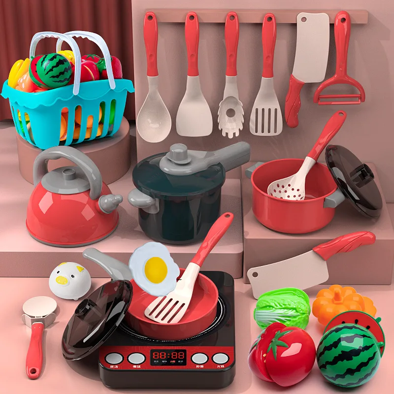 

Children's Simulated Kitchenware Set for Cooking Simulated Tableware Fruit Slicing and Playing Little Girl's Play House Toy