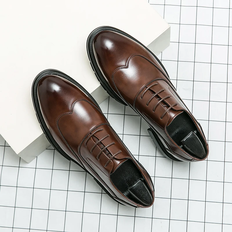 

Men Daily Business Casual Shoes Formal Lace-up Men Dress Shoes Footwear Men's Comfortable Fashion Genuine Leather Shoes