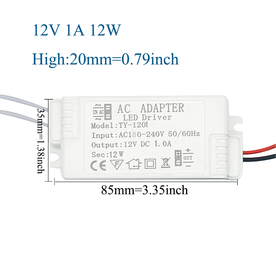 Description Picture 2 of itemLED Driver DC12V60W 36W 24W 12W AC220 to12V Power Supply Constant Voltage1A to 5A For Control Lighting Transformers Light strip