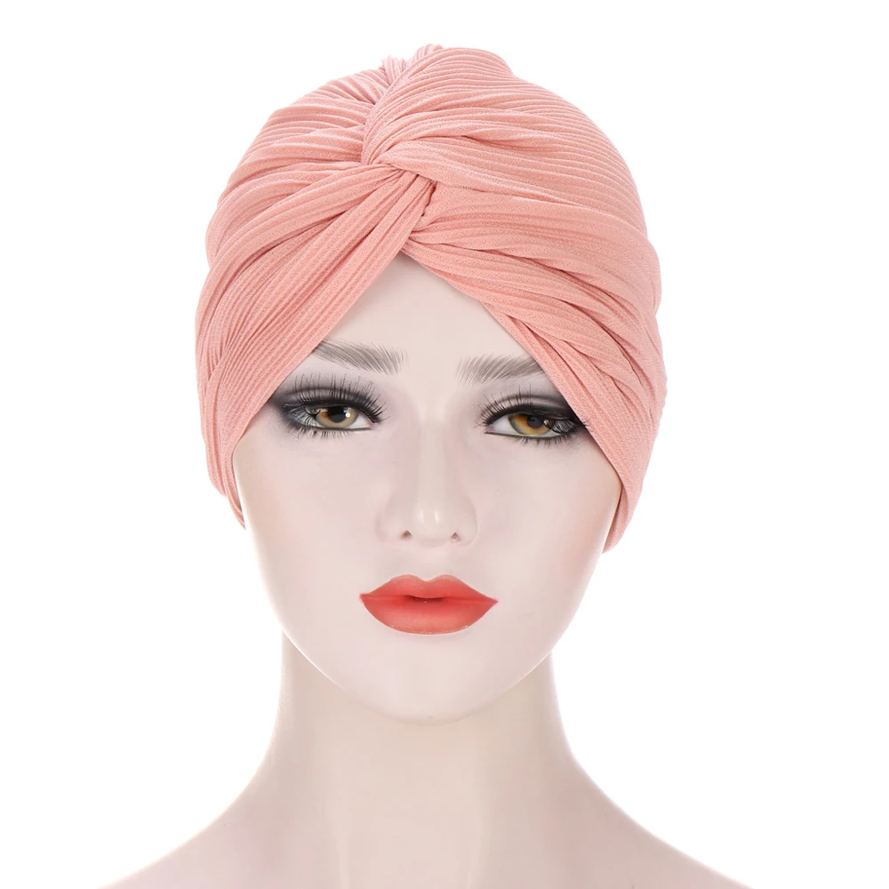 

Indian Women Muslim Hijab Chemo Cap Twist Knot Bonnet Strech Hair Loss Hat Beanies Underscarf Femme Headcover Head Wrap Turbante