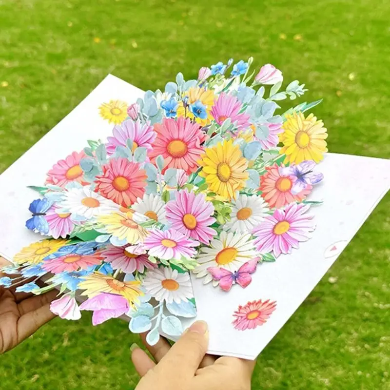 4X7B Bright Daisies 3D Surprise Card Greeting Card for Birthday Christmas Mother Day