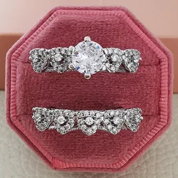 Elegant Multi - Tone Engagement & Wedding Ring Set - Luxury Gift - 8 (R5332)