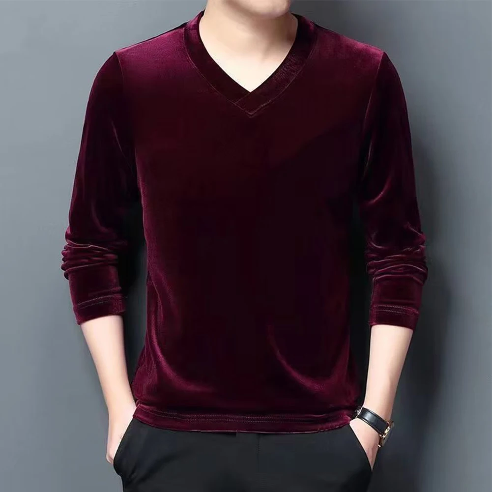 

Мужская осенне-зимняя теплая Повседневная утолщенная бархатная футболка с V-образным вырезом и длинным рукавом, женские топы, Мужская Корейская футболка
