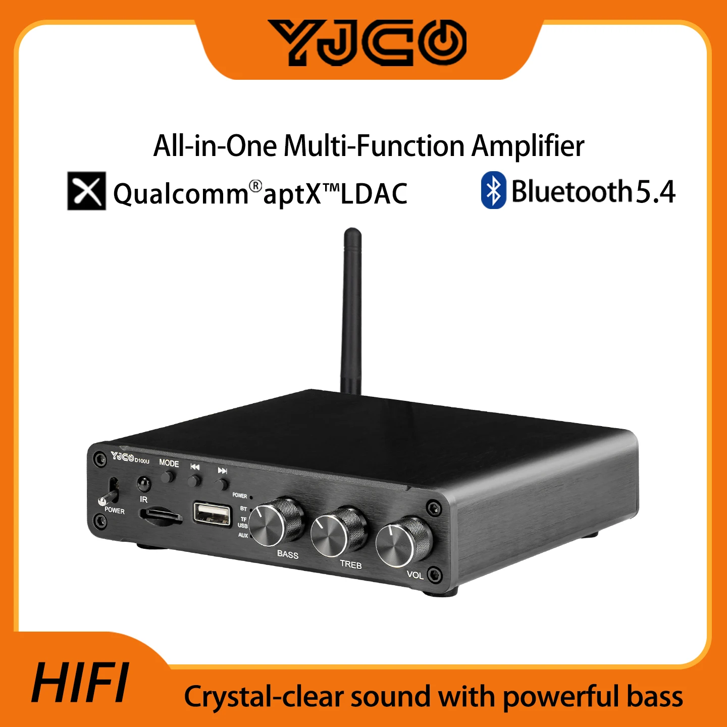YJCO D100U 블루투스 5.4 스테레오 앰프 TPA3116 듀얼 채널 HiFi ..