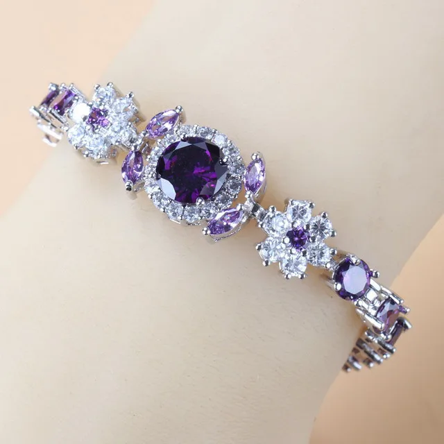 Elegant Blue Cubic Zirconia 925 Silver Charm Bracelet with Adjustable Length