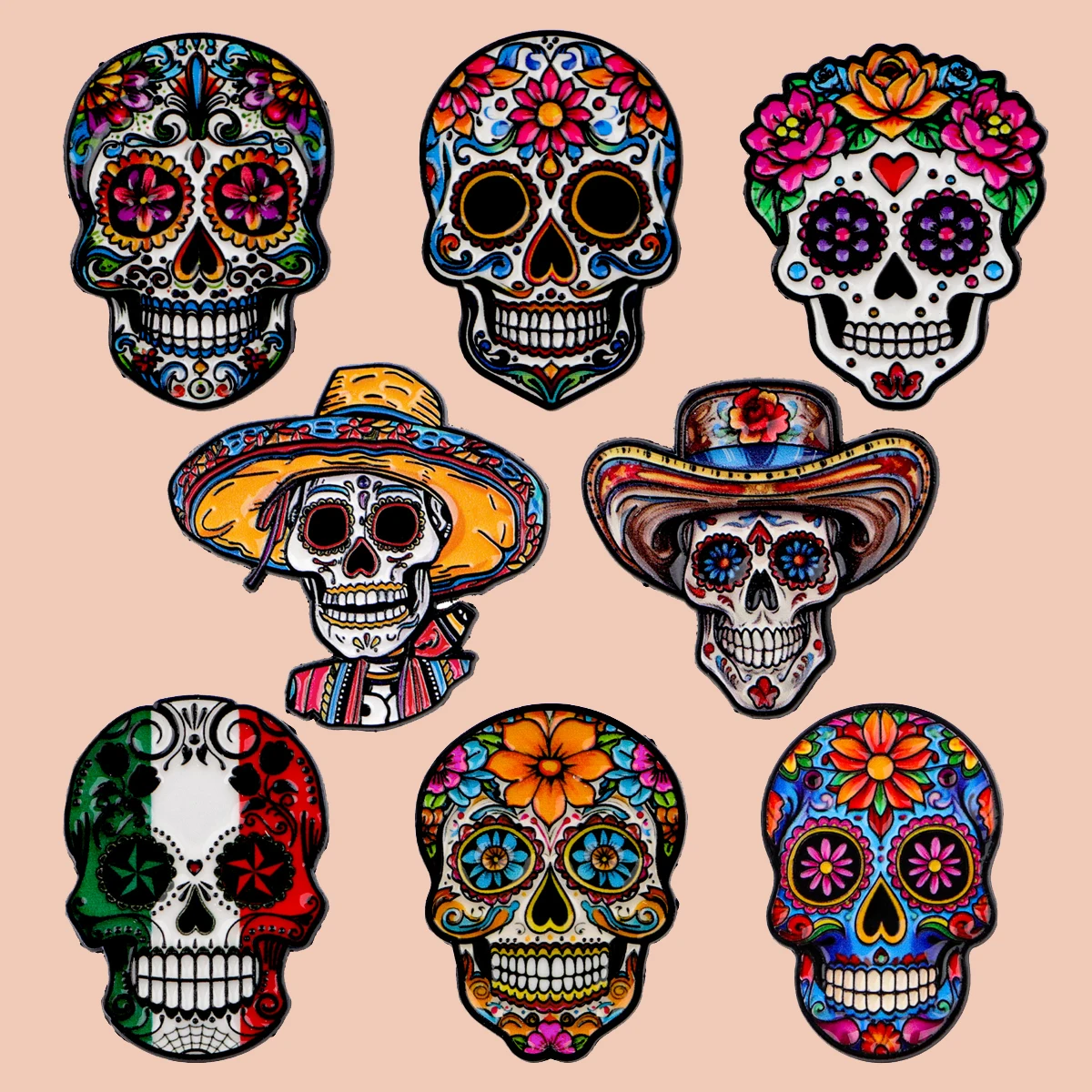 3/5 teile/satz Schädel und Blumen Emaille Pin Broschen Für Anstecknadeln Abzeichen auf Rucksack Zubehör Mode Schmuck Halloween geschenke – Detail 4