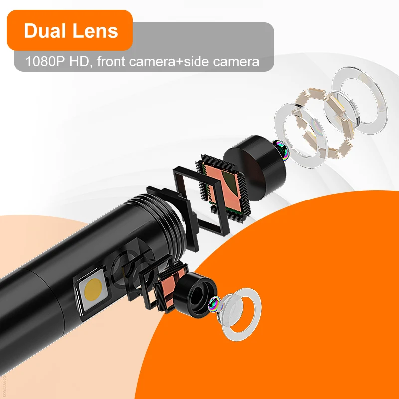 단일 듀얼 내시경 카메라 HD1080P 8MM 2M-100M 케이블 4.3 ''IPS 스크린 파이프 검사 내시경 자동차 수리 방수 8LED