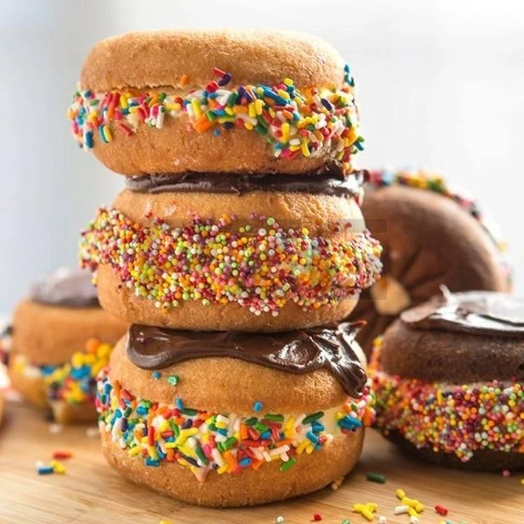 Description Picture 4 of item2 Pans Crispy Gelato Cake Donut Bun Ice Cream Burger Press Maker Machine Toasted Brioche Bun Burger Making Machine