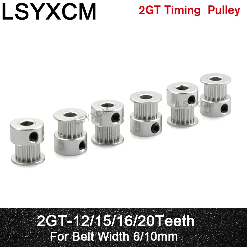 2GT Timing Pulley 12 15 16 20 teeth Bore 4/5/6/6.35/8mm For GT2 Belt 6mm 10mm 15mm 3D printer CNC Parts