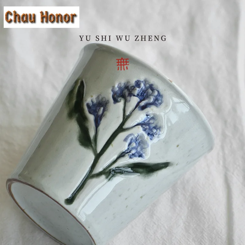 300ml Printed Hand-painted Coarse Pottery Cola Mug Handmade Beer Mug Bubble Teacup Cold Hot Water Jug Drinkware Decoration Gifts