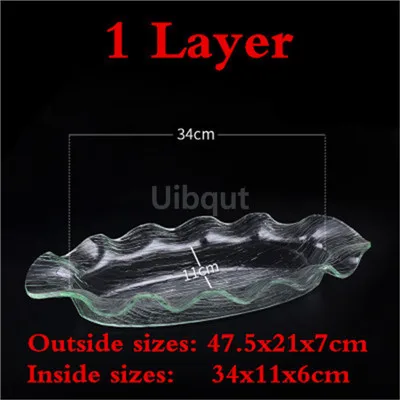 Description Picture 6 of itemAcrylic sashimi ice tray transparent cuisine sushi fruit plate seafood platter dry ice tray salmon oval tray kitchen tools