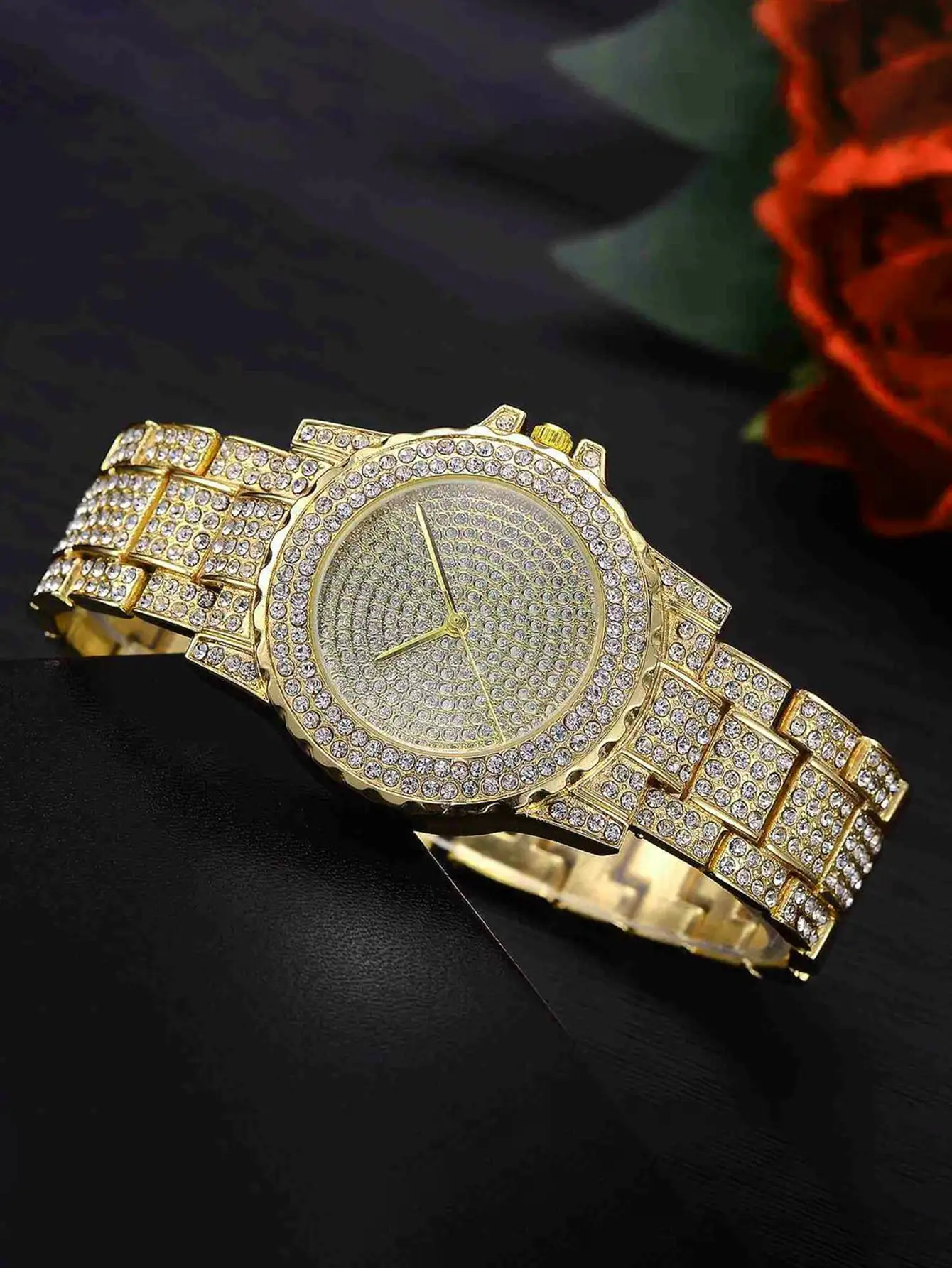 2PCS Luxury Women Gold Watch Fashion Ladies Quartz Diamond Wristwatch Elegant Female Bracelet Watches Set Reloj Mujer women watches