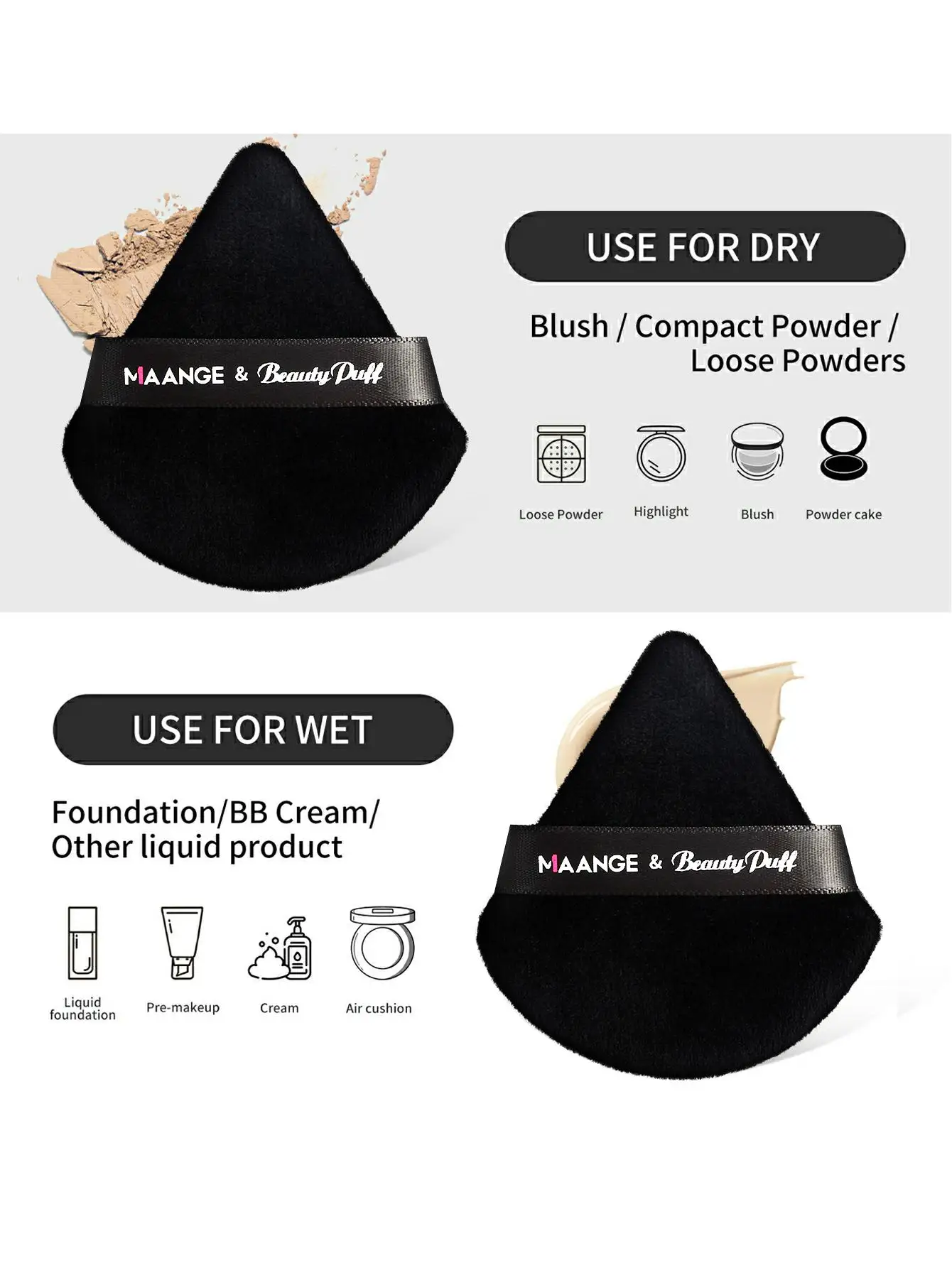 Makeup brush set 3pcs Makeup sponge 2pcs Women Cosmetics Beauty Tools