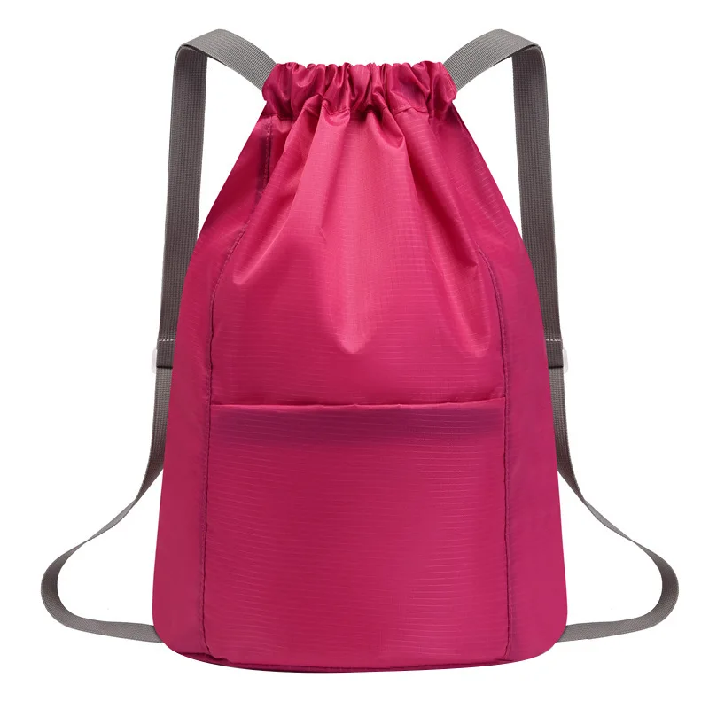 Drawstring Shoulder Bag Female Outdoor Travel Fitness Sports Bag Lightweight Shoulder Bag Bundle Pocket Backpack Gym Bag Men 5