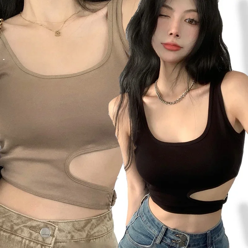 

Sexy Summer Non-steel Bra Sports Vest Top for Women Slim Knitted Sleeveless Navel Exposure Underwear Shockproof Vest Lingerie
