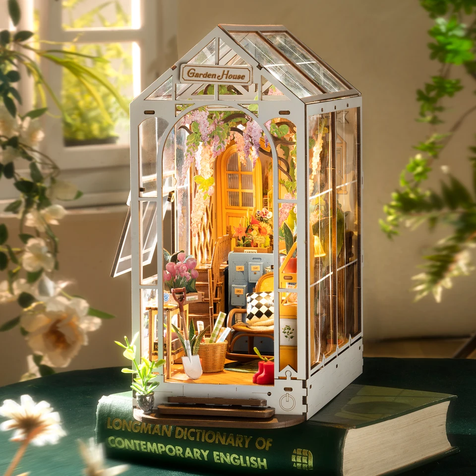DIY Wooden Gardenhouse Book Nook Model Kit