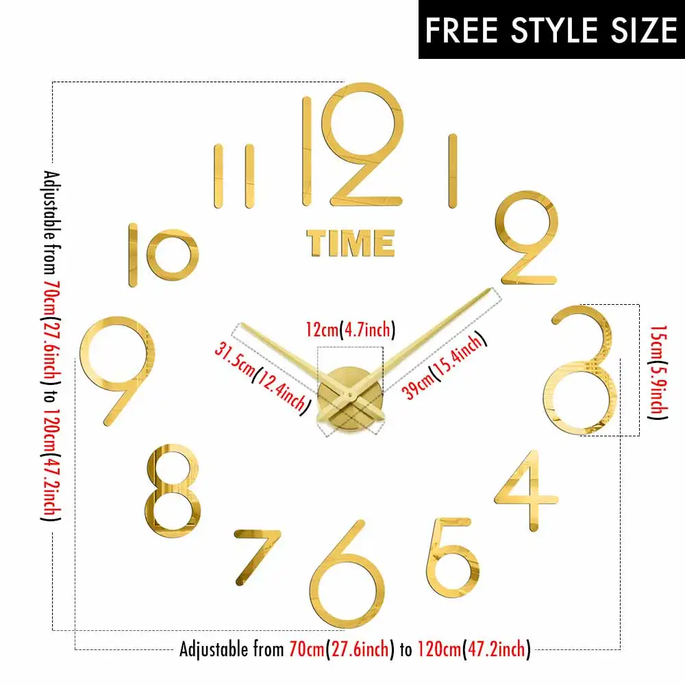 MCDFL Giant Wall Clock 3D Decor Aesthetic Decorative Mirror Sticker Watch Big Nordic Modern Home Large Timepiece for Living Room wall clock for home Wall Clocks