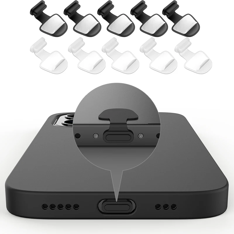 6pcs Phone Charging Port Dust Plug Anti-lost Waterproof Plug for IOS Android Type C Lighting Port Protector Cover Accessories