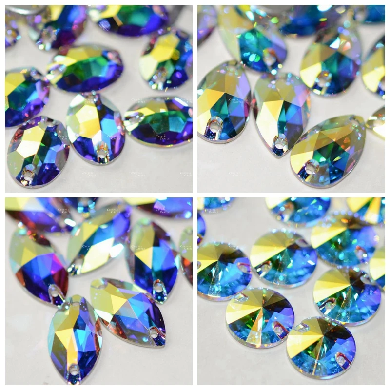 Crystal-Castle 5A Sparkle Colorful AB Glas Strass Schuhe Strass Kleidung Steine Brautkleid Gymastic Kristalle zum Aufnähen 5ASEW – Detail 2