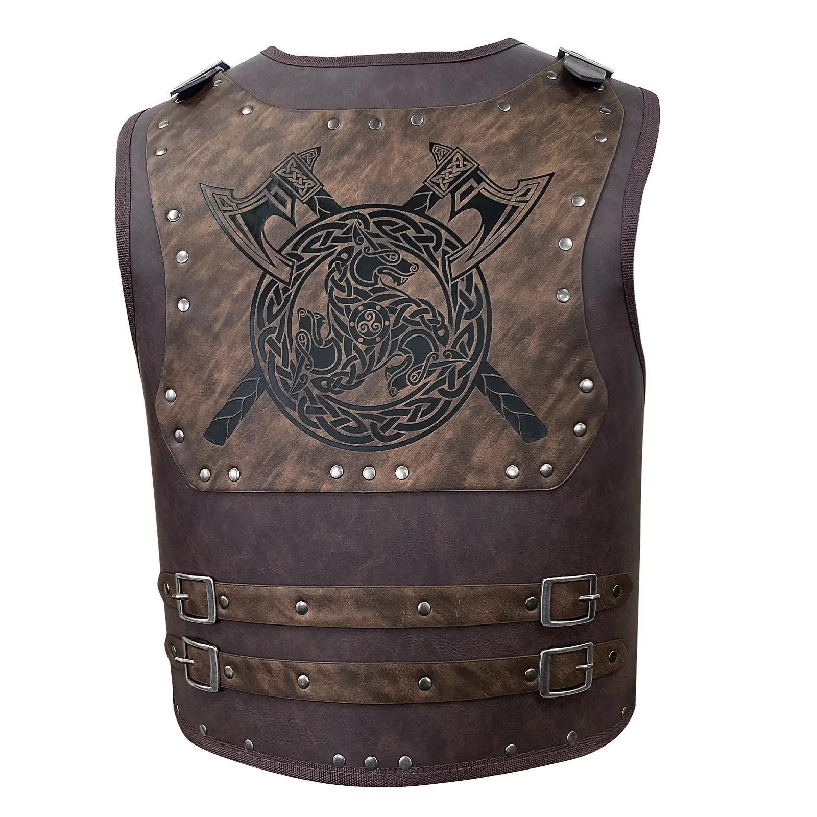 Nordic style Viking half body leather armour vintage embossed COSPLAY stage props