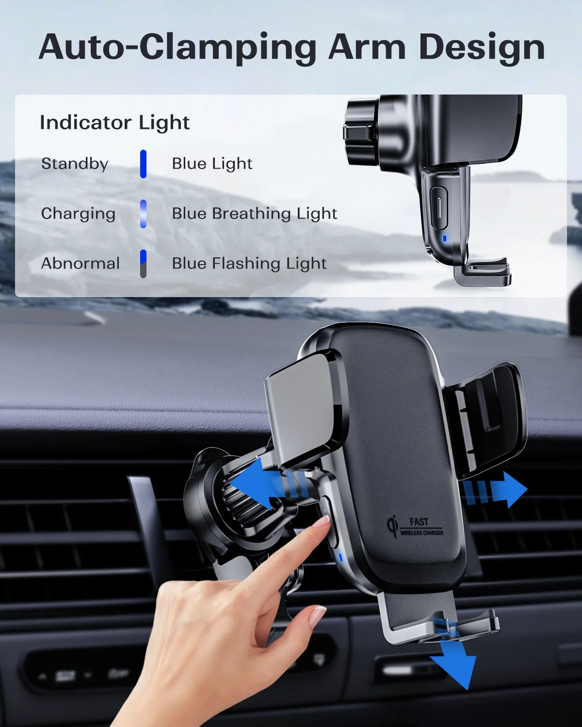Magnetic Phone Holder Magnetic Wireless Charger KPON Wireless Car Charger Car Phone Holder Stand Air Vent Mount Holder 360 Rotate Thick Case Auto 15W For iPhone Samsung