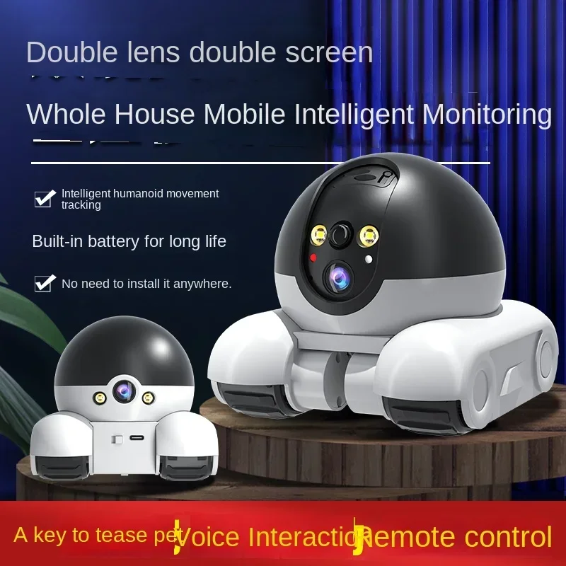 Telecamera di sorveglianza per animali domestici | 360 ° Telecamera robot, telecamera per animali domestici, dialogo bidirezionale, rilevamento del movimento, cane/gatto/bambino/anziani - immagine 3