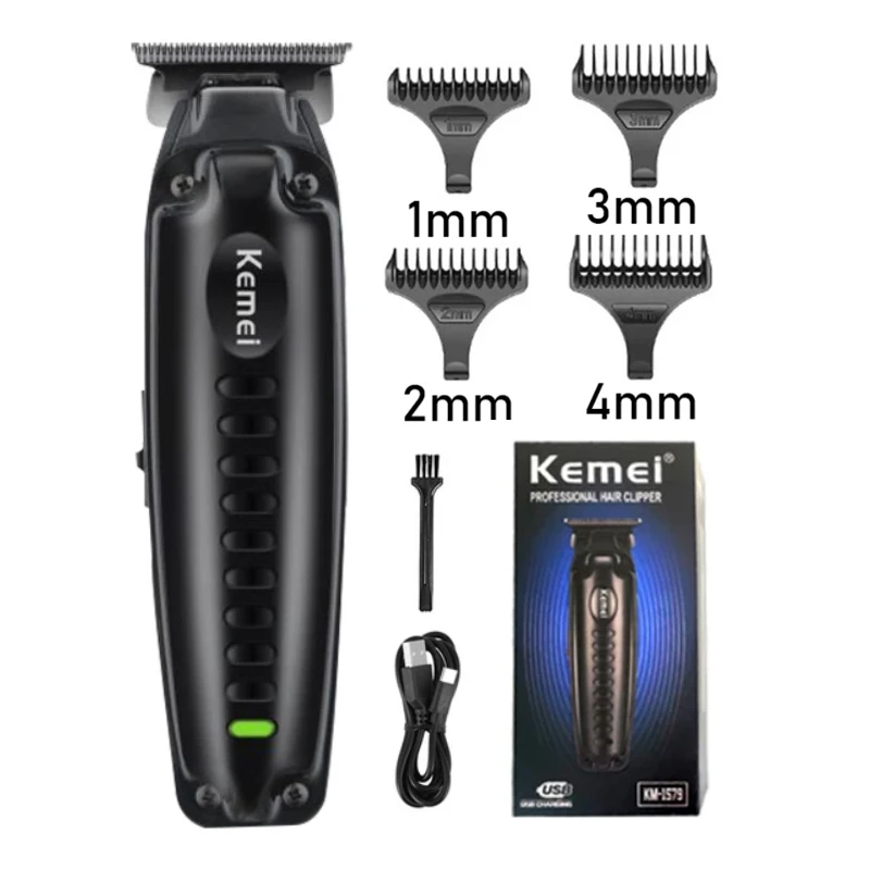 

Kemei Hair Trimmer Men's Cordless Hair Clipper Electric Hair Cutting Machine Professional USB Charging Haircut Machine KM-1579