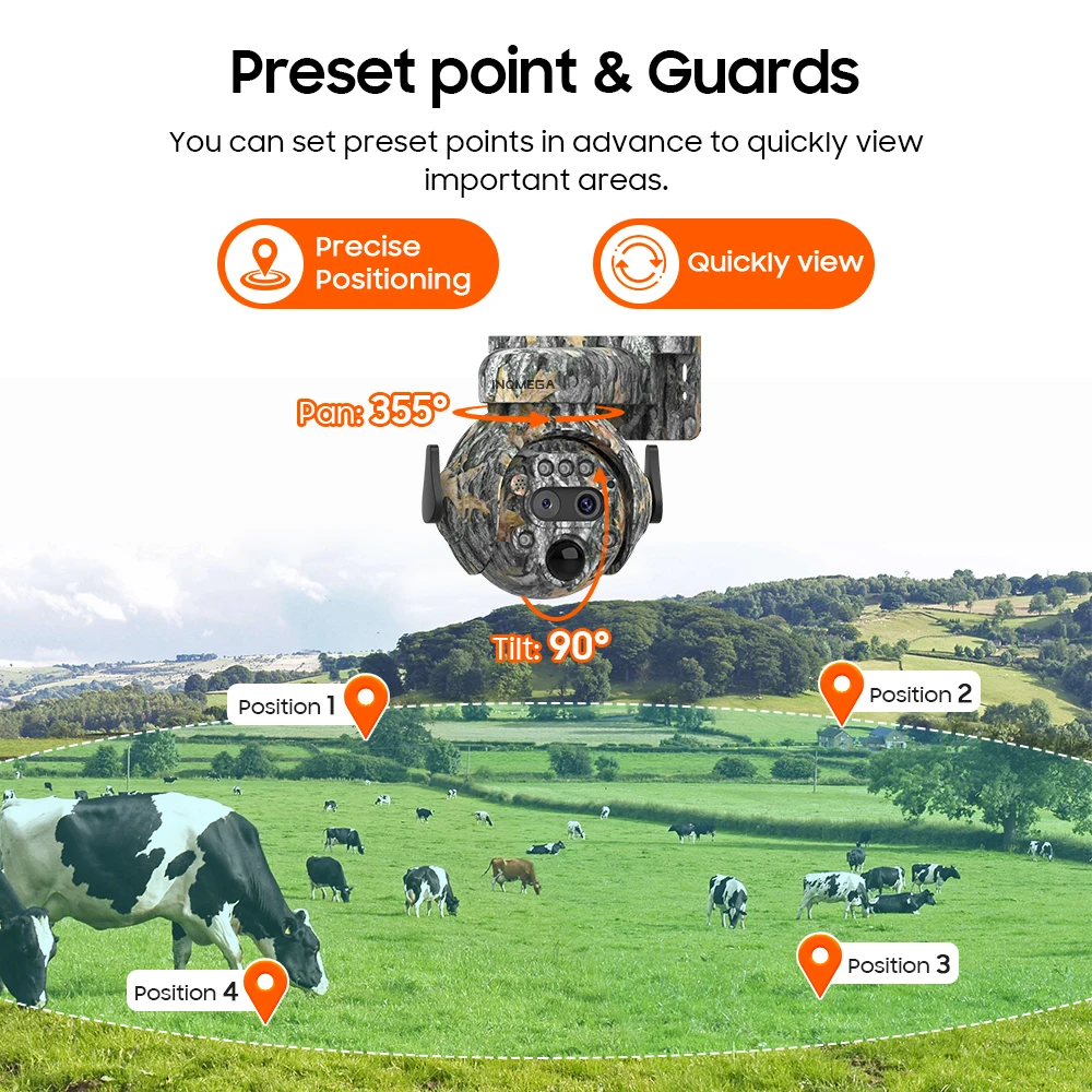 INQMEGA 8MP Solar Powered Camera 4K 4G / WIFI Solar Camera Panel Security PIR Human Detection Cam in Forest ip camera wifi camera surveillance camera wifi ip camera solar security camera solar camera