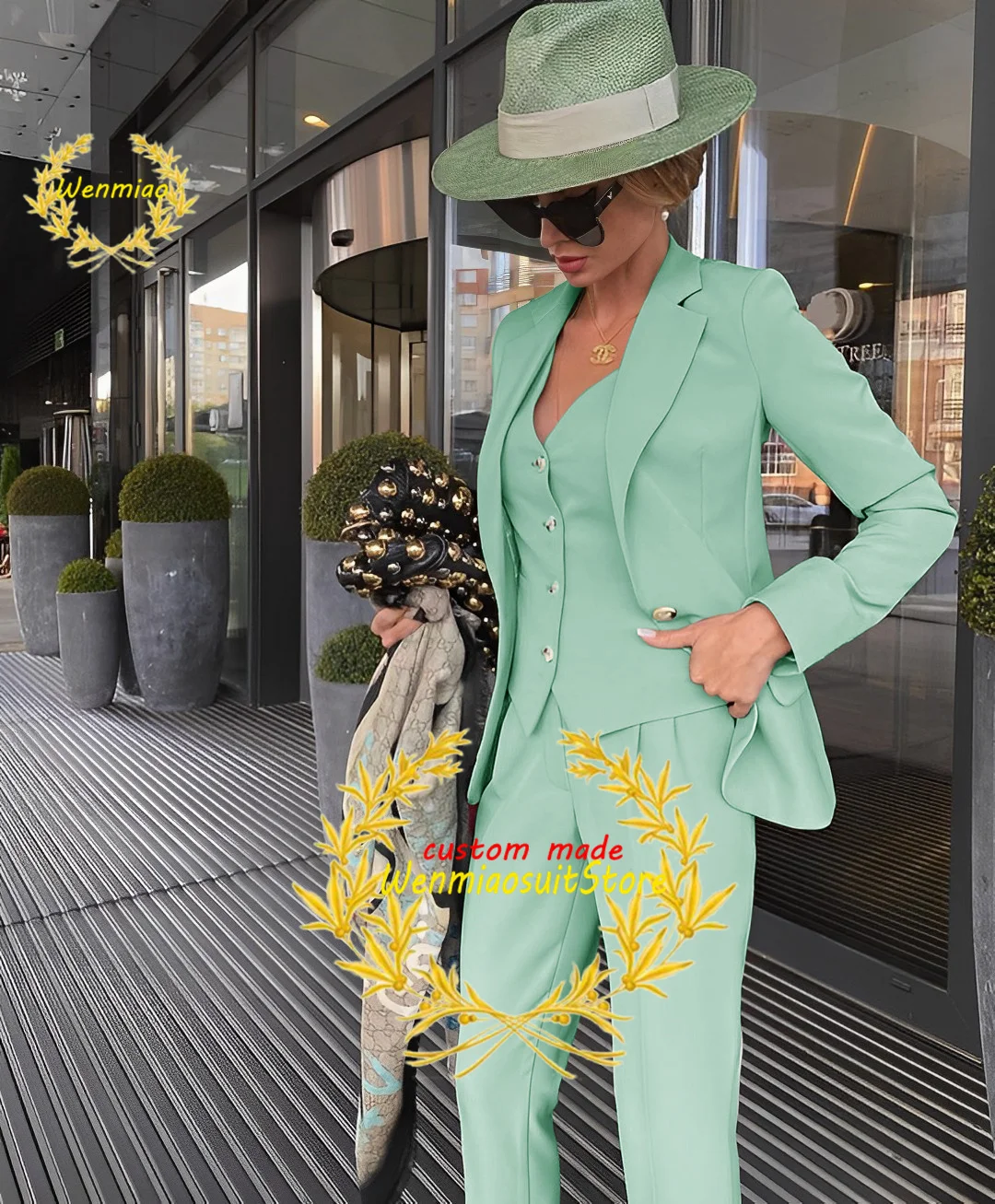 Women's Formal Suits Set, Blazer, Pants, Vest, Business Jacket, Party, Wedding Dress, Lady Outfit, 3 Pcs