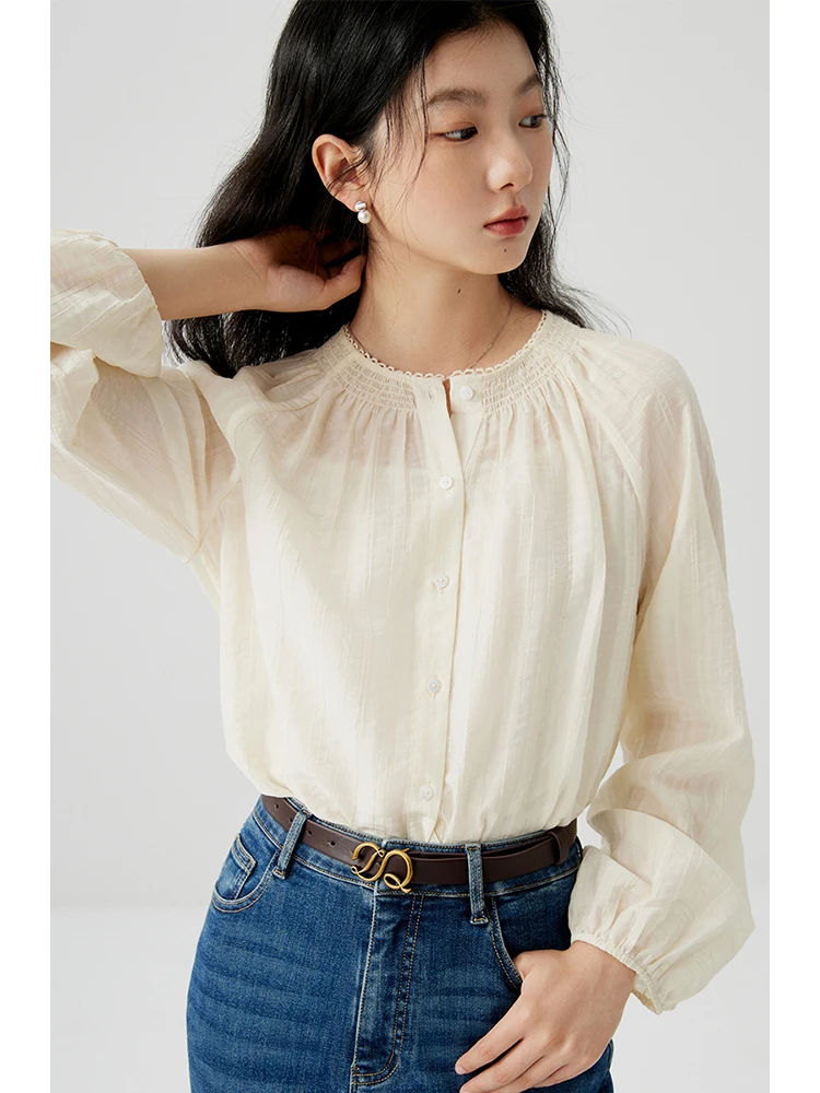 ZIQIAO French Retro Romantic Shirt Suspender Two-piece Set for Women 2024 Spring Chic Design Commuter Style Top Female ziqiao retro floral suspender skirts two piece set women 2022 summer loose high waist slim round neck female tea break skirts