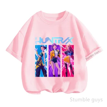 Kpop Demon Hunters T-Shirt Kids Short Sleeve Casual Fashion Summer Boys Girls Anime Clothes 1