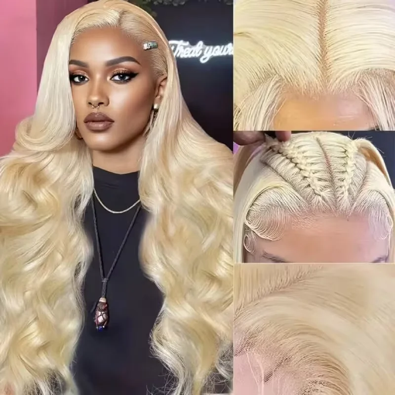 Body Wave 613 Blonde 13x4 Hd Lace Front Human Hair Wigs 220% Density Brazilian Pre Plucked Loose Body Wave 13x4 Lace Frontal Wig 3