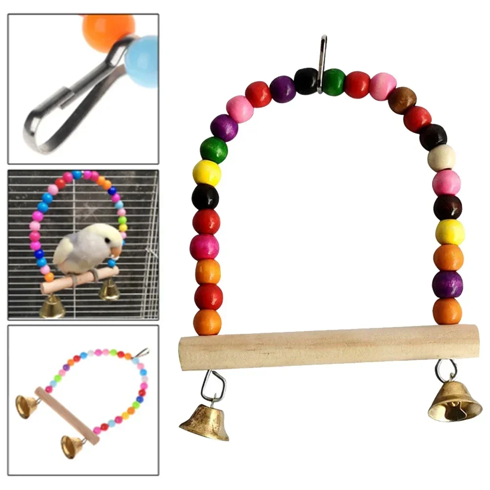 1 Pc Parrot Swing Bird Swing Toy Parrot Cage Toy With Plastic Beads Bell Hung On For Pet Brid Supplies Pet Family Supplies