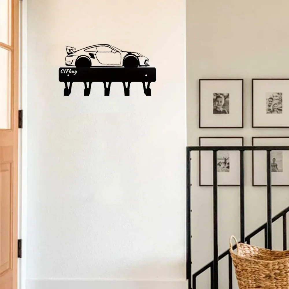 Hangers 1pc Racing Car Ornaments Metal Key Holder Wall Mount Hook Art Modeling Decorative Accessories Wall Mount Hook Hanger 4