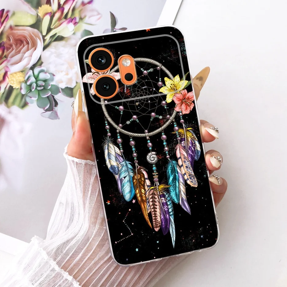 Cute Cat & Peacock Painted Soft Slim Phone Case - Artistic Protective Cover
