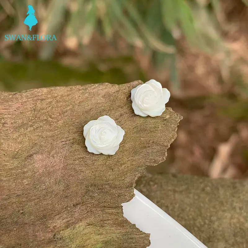 

100% Genuine Natural shell 925 Sterling Silver Stud Earrings for women Jewelry Gift