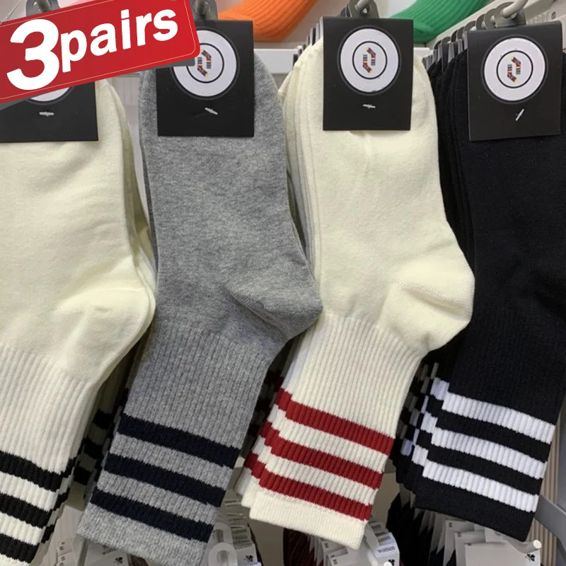 

Sports Stripe Crew Socks Women Solid Color Breathable Skateboard Long Sock Unisex Simple Cotton Knitted Middle Tube Sox