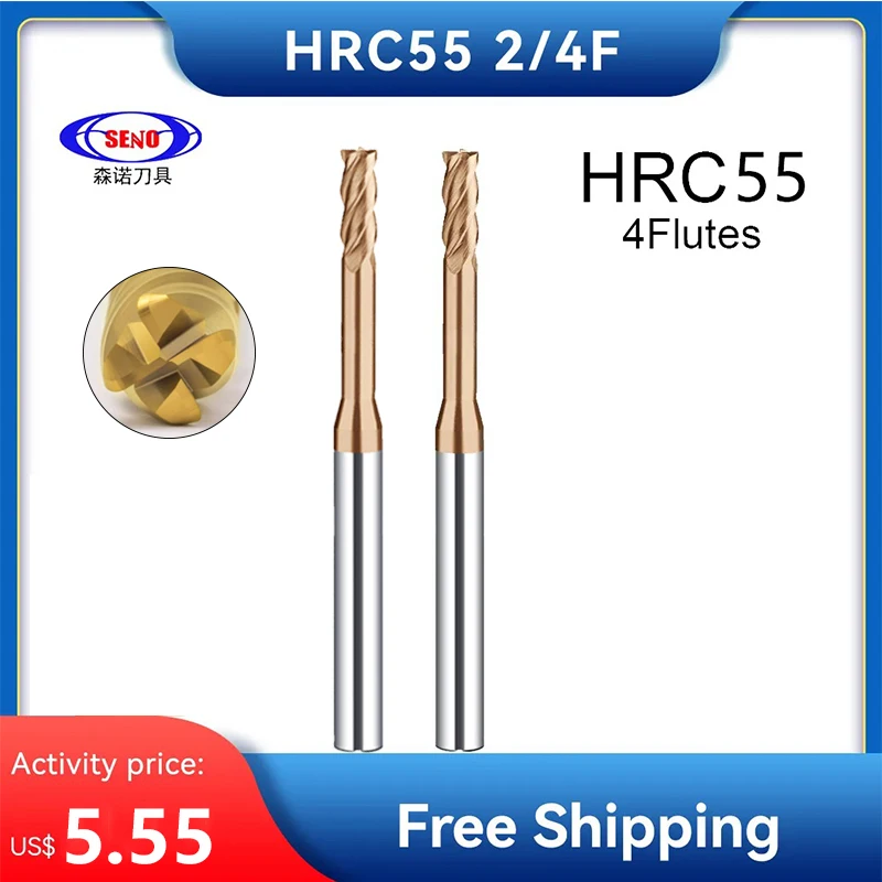 

SENO Carbide End Mill HRC55 2/4F Precision CNC Tool Deep Groove Long Neck Milling Cutter Tool for Metalworking Woodworking Tools