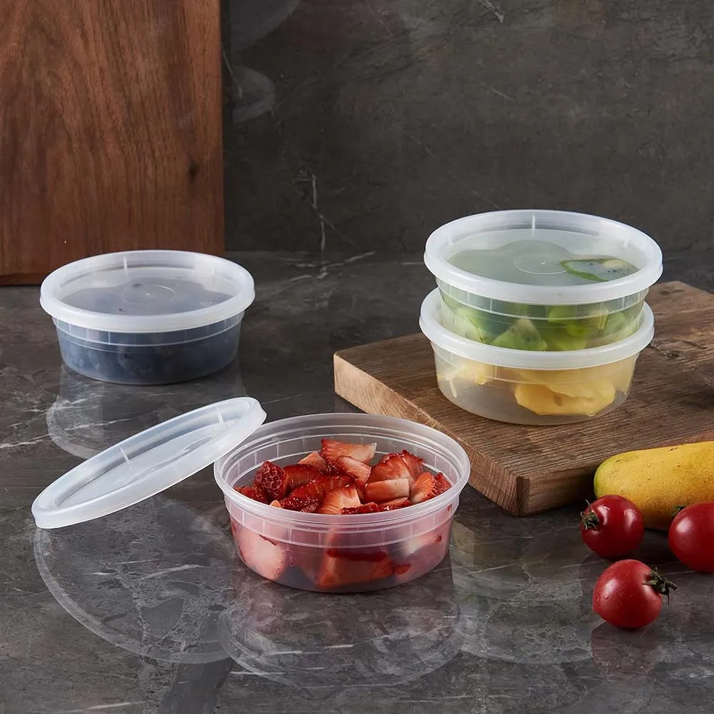 BPA-Free 8oz Plastic Containers Leakproof Microwavable Portion Container for To-Go Orders,Food Prep and Storage. Takeout Cups 6