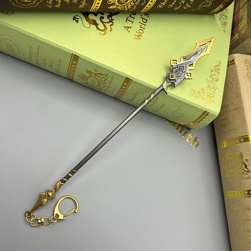 22cm 금속 Lance Vortex Vanquisher Genshin Impact Zhongli 중국 모바일 게임 주변 무기 마이크로 모델 가정 액세서리 공예품 공중 투하 도매 인기 선물 신상품 도착 선물 무료 배달 가정 액세서리 장식 공예품 열쇠고리 시리즈 1/6 인형 설비 부품 남자 어린이 장난감 복고 복각 마이크로 축소 모형