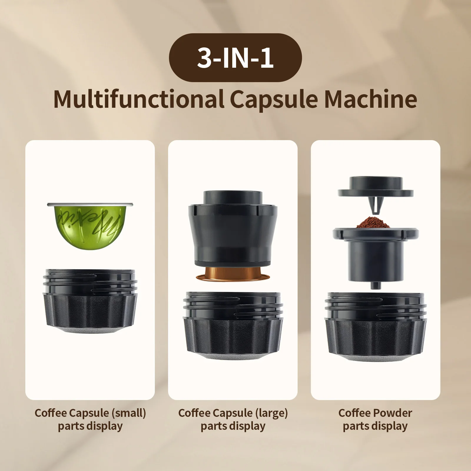 Portable Coffee Machine Wireless Electric Espresso Coffee Maker for Capsule Coffee Powder Travel Camping Coffee Maker 5