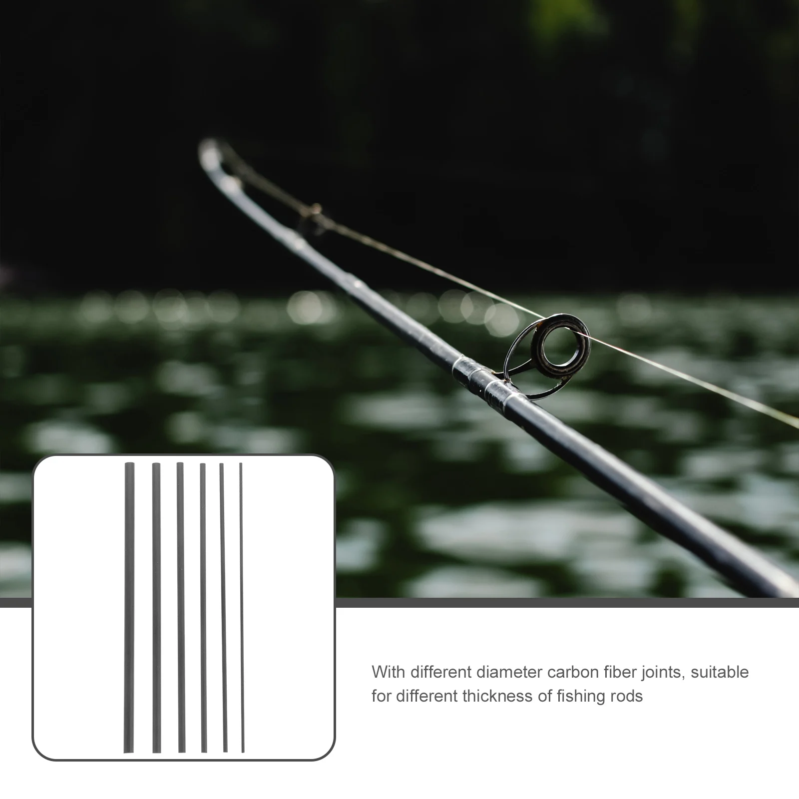 6Pcs Fishing Rods Repair Carbon Fibers Pole Repairing Carbon Fiber Solid Carbon  Fiber Rod Fishing Parts Fish Tool Accessories
