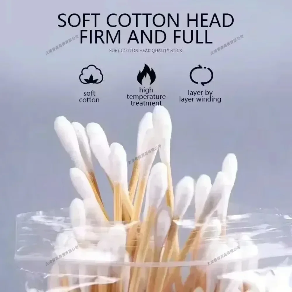 100Pcs/Pack Baby Cotton Swabs Wooden Stick Soft Tip Buds for Ear Nose Cleaning 1-20 Packs Infants Kids Hygiene Care Beauty Tools