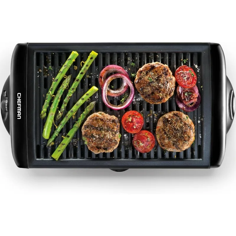 

Chefman Electric Smokeless Indoor Grill w/Non-Stick Cooking Surface & Adjustable Temperature Knob from Warm to Sear