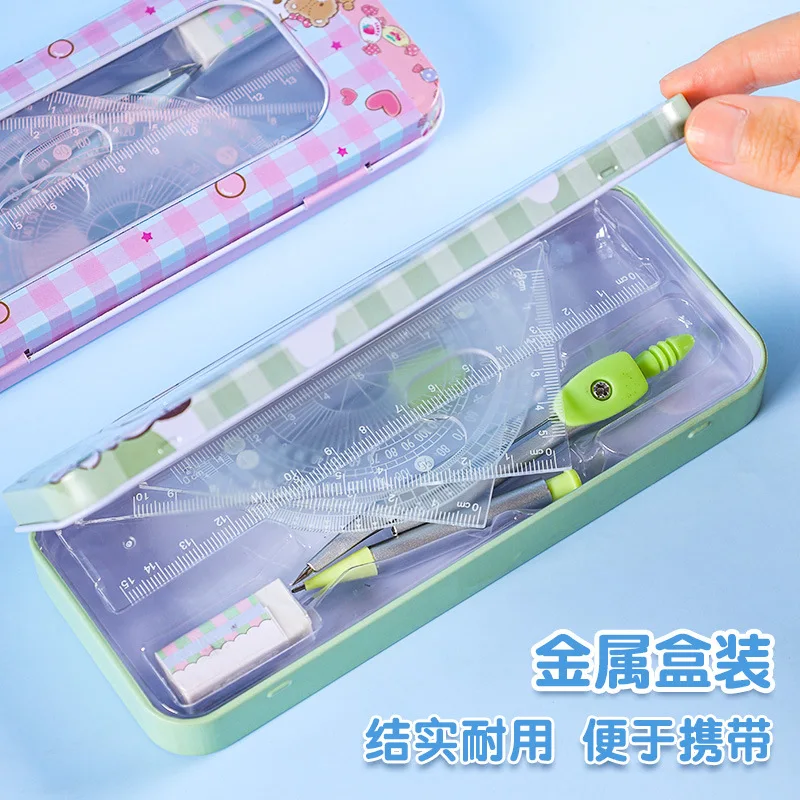 1 set of pet compasses rulers professional drawing instruments multifunctional student stationery set gift prizes 4 options Drawing Compass