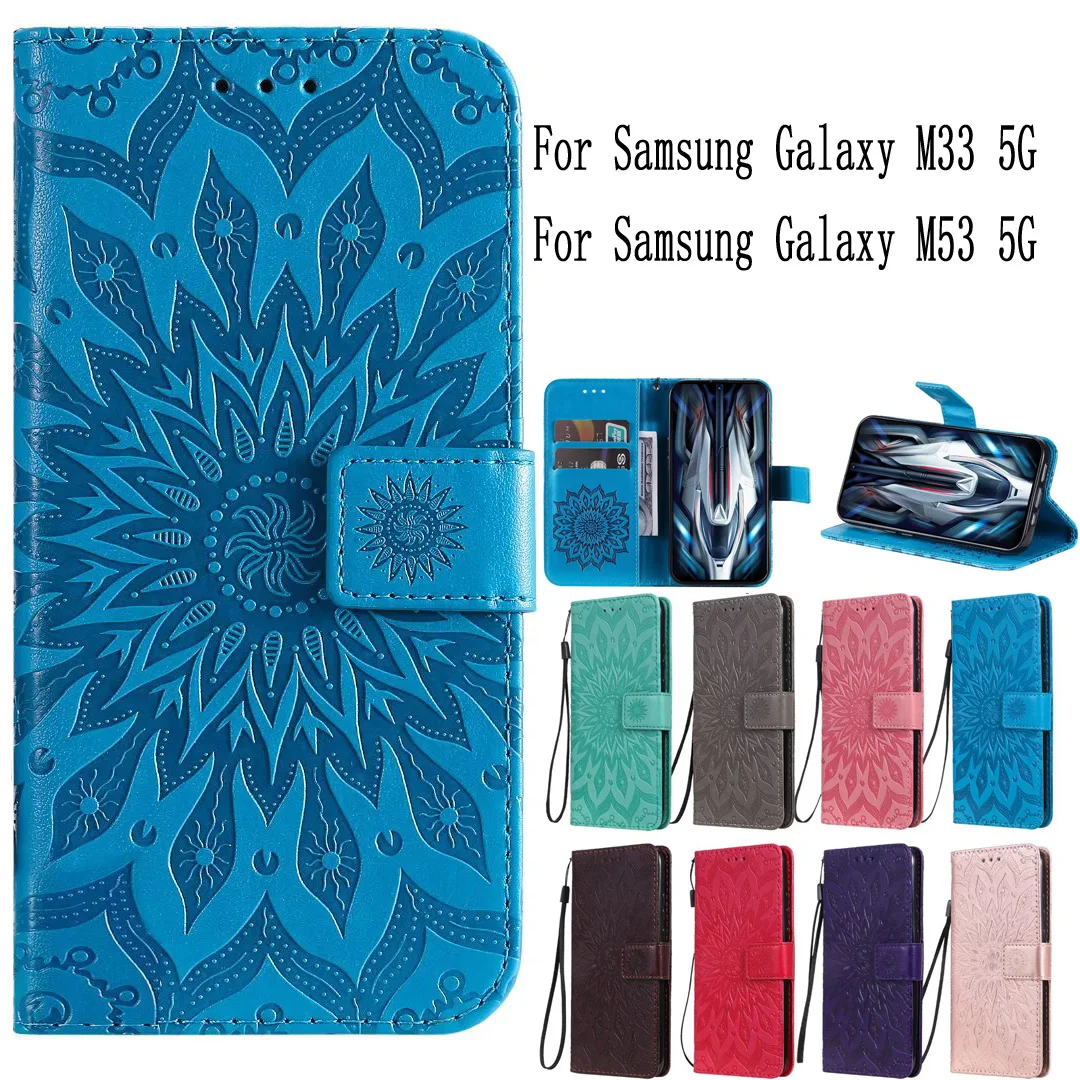 Sunjolly Mobile Phone Cases Covers For Samsung Galaxy M33 M53 5G Case Cover Coque Flip Wallet For Galaxy M53 5G Case
