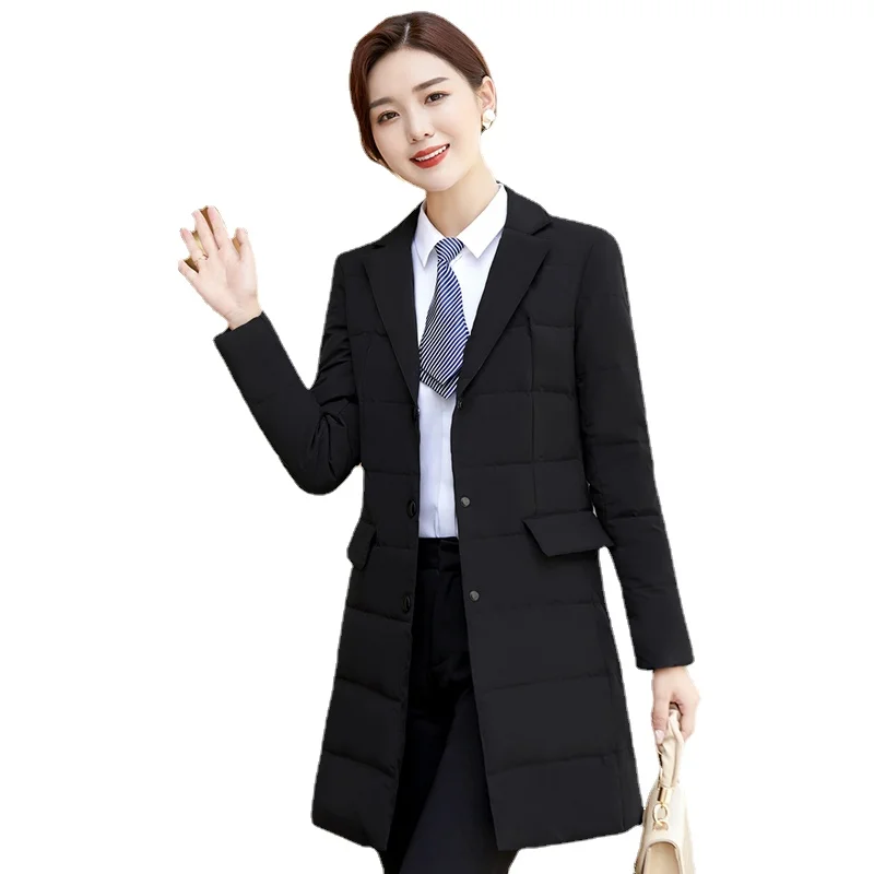 

New Fashion Long Cotton-padded Coat for Women Professional Wear Work Clothes Temperament Clothes Female Thickened Jacket
